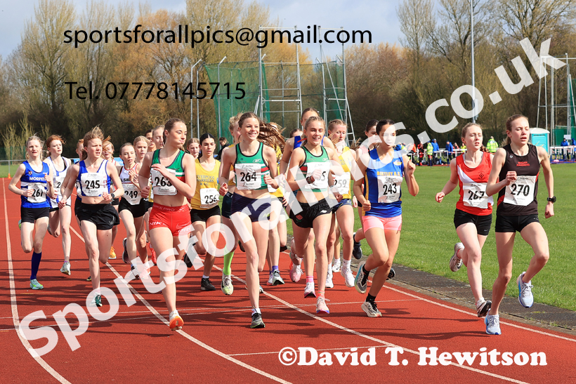 Girls Under-15s Young Athletes 5k, 2026 Northern Mens 12 and Womens 6 Stage Road Relays and Young Athletes 5k, Sheepmount Stadium, Carlisle. Photo: David T. Hewitson/Sports for All Pics